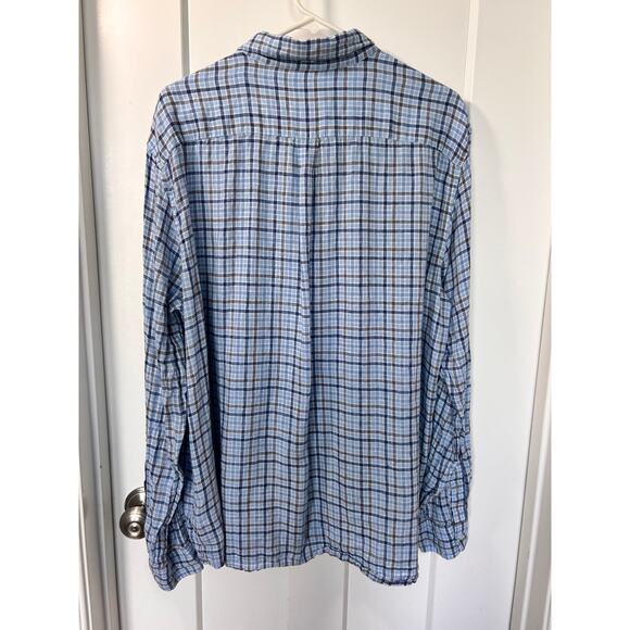 Vineyard Vines Men's Check Linen Classic Fit Linen Button Shirt Blue Size XL - Picture 6 of 10
